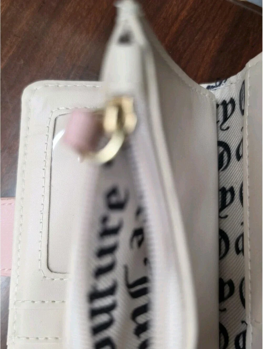 Juicy Couture Pink Lemonade Checkerboard Tab Card Wallet Heart Clasp Keyring Y2K